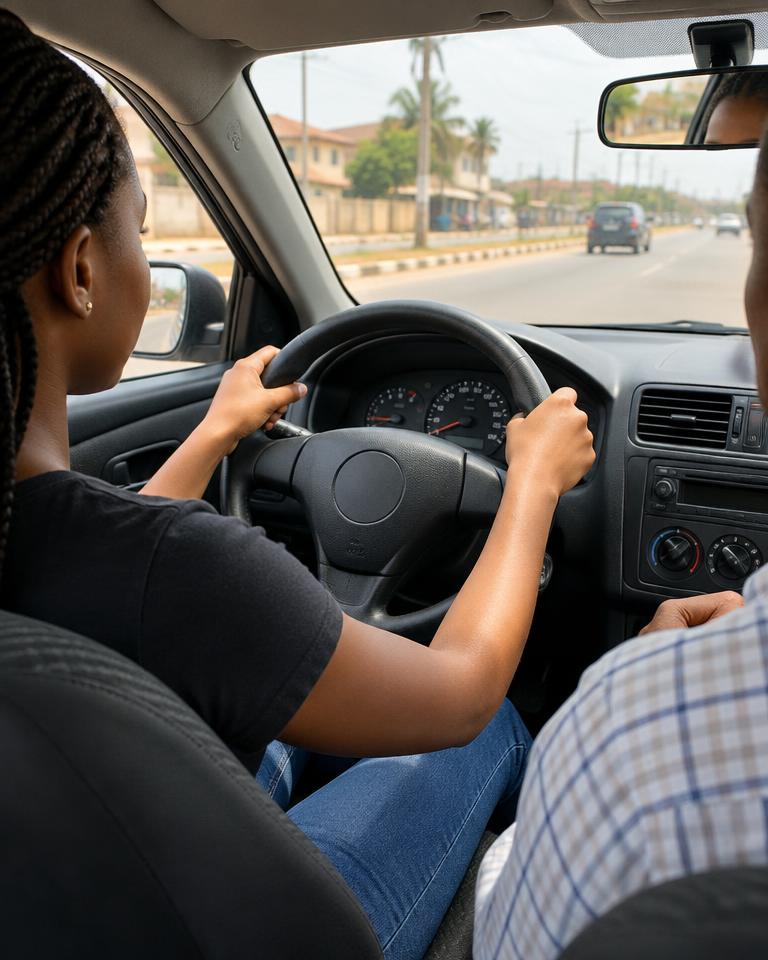 A learner practising correct steering control